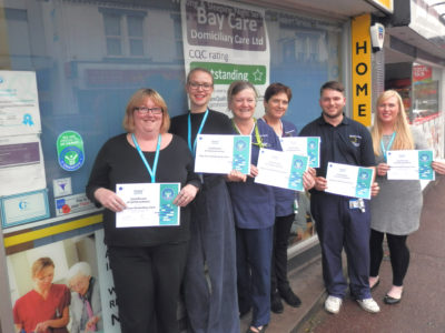 Bay Care Group’s Kate Taylor, Administrator; Jenna Brittan, Recruitment Officer; Care Workers Sally Potter, Deborah Parker & Jack Read; and Compliance Officer Shelley White.
