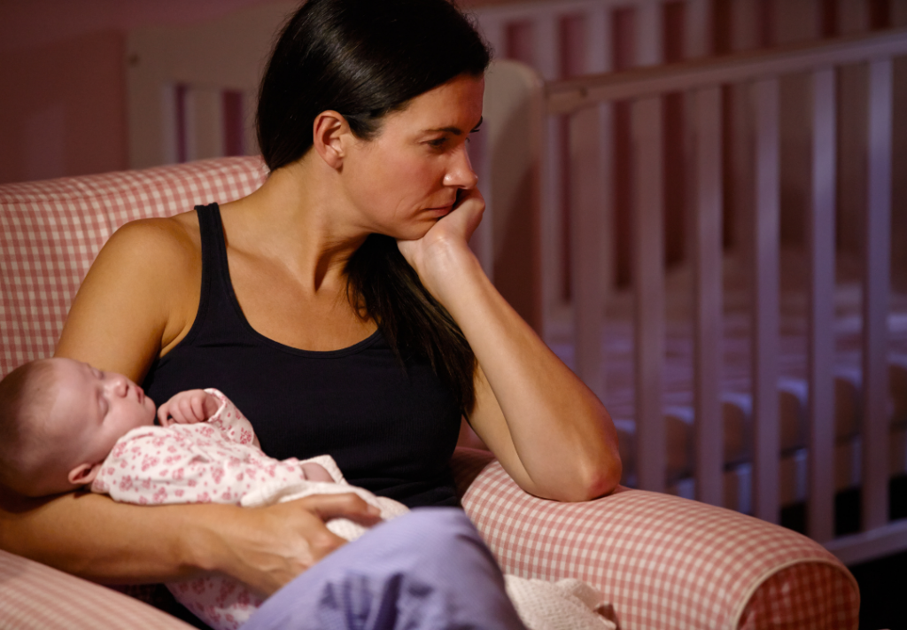 Woman with new baby